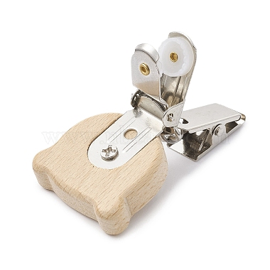 Iron ID Card Clips with Wood Animal(JEWB-BR00127)-3