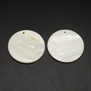 Ivory Flat Round Freshwater Shell Pendants