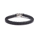 Braided Leather Cord Bracelet with Brass S-Hook Clasps for Men Women(BJEW-JB07672)-1