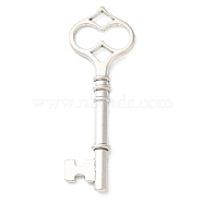 Tibetan Style Alloy Big Pendants, Cadmium Free & Lead Free, Skeleton Key, Antique Silver, 60x21x4mm, Hole: 4mm(TIBEP-14692-AS-LF)