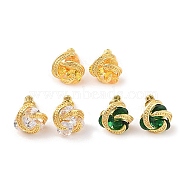 Rack Plating Brass Micro Pave Cubic Zirconia Stud Earrings, Long-lasting Plated, Flower, Golden, Mixed Color, 13x12mm(EJEW-I304-04G)