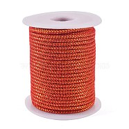 Round String Thread Polyester Cords, with Gold Wire, Orange Red, 2.5mm, about 21.87 yards(20m)/roll(OCOR-F012-A03)