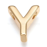 Brass Charms, Long-Lasting Plated, Letter, Letter.Y, Y: 8.5x7.5x3mm, Hole: 1.6mm(ZIRC-I037-01Y-G)