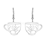 Coffee Cup Shape 304 Stainless Steel Dangle Earrings, Stainless Steel Color, No Size(LY4218-1)
