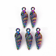 Alloy Pendants, Cadmium Free & Nickel Free & Lead Free, Spiral Shell, Rainbow Color, 24x8x5.5mm, Hole: 2mm(PALLOY-S180-098-NR)