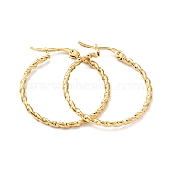 Vacuum Plating 201 Stainless Steel Twist Rope Hoop Earrings with 304 Stainless Steel Pins for Women, Golden, 29.5x2mm, Pin: 0.6mm(EJEW-D279-03G-02)