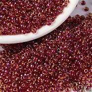 MIYUKI Round Rocailles Beads, Japanese Seed Beads, 8/0, (RR363) Light CranbeRRy Lined Topaz Luster, 3mm, Hole: 1.1mm, about 422~455pcs/10g(X-SEED-G008-RR0363)