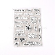TPR Word Pattern Clear Stamps, for Card Making Decoration DIY Scrapbooking, Black, 15x10.5x0.3cm, 21 patterns/sheet(DIY-SZC0003-24)