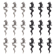 40Pcs 2 Colors Alloy Pendants, Sword with Snake Charm, Mixed Color, 39.5x13.5x2.8mm, Hole: 1.5mm, 20pcs/color(FIND-UN0001-77)