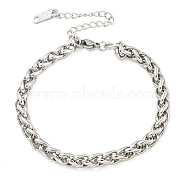 Non-Tarnish 304 Stainless Steel Wheat Chain Bracelets for Women, Stainless Steel Color, 6-1/2 inch(16.6cm)(BJEW-G707-01P)