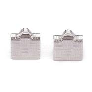 304 Stainless Steel Ribbon Crimp Ends, Stainless Steel Color, 7x7x5mm, Hole: 0.4mm(STAS-P249-30P)