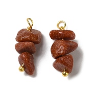 Synthetic Goldstone Pendants, Nuggets Charms with Real 18K Gold Plated Brass Loops, 13~19x7~13x5~7mm, Hole: 1.5~1.6mm(KK-P242-31G-06)