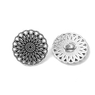Tibetan Style Shank Buttons, Cadmium Free & Lead Free, Flower, Antique Silver, 17x6mm, Hole: 2.5mm(TIBE-R179-AS-LF)