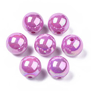 Opaque Acrylic Beads, AB Color Plated, Round, Orchid, 20x19mm, Hole: 2~3mm, about 111pcs/500g(MACR-S370-D20mm-30)