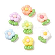 Cartoon Opaque Reisn Cabochons, for Jewelry Making, Mixed Color, Flower, 15.5x12x6mm(X-RESI-C039-03E)