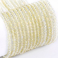 Electroplate Glass Beads Strands, Full Rainbow Plated, Faceted, Rondelle, Champagne Yellow, 2x1.5mm, Hole: 0.6mm, about 235~247pcs/Strand, 14.57~14.76 inch(37~37.5cm)(EGLA-F149-FR-06)