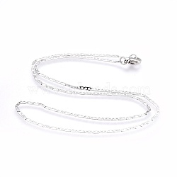 304 Stainless Steel Mariner Link Chain Necklaces, with 304 Stainless Steel Clasps, Stainless Steel Color, 17.6 inch(44.8cm), 1.7mm(NJEW-F248-15A-P)