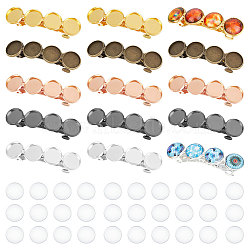 DIY Blank Dome Hair Barrettes Jewelry Kits, Including Brass Hair Barrettes Settings, Glass Cabochons, Mixed Color, 100Pcs/box(DIY-UN0004-70)