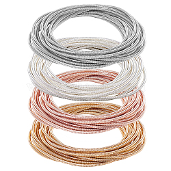 60Pcs 4 Colors Steel Round Snake Chain Stretch Bracelets Set, Minimalist Spring Bracelets for Women, Mixed Color, Inner Diameter: 2-1/4 inch(5.85cm), 15Pcs/color(TWIR-BC0001-41)