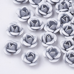 Aluminum Beads, Frosted, Long-Lasting Plated, 3-Petal Flower, WhiteSmoke, 6x4.5mm, Hole: 0.8mm(X-FALUM-T001-02A-24)