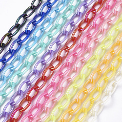 Acrylic Opaque Cable Chains, AB Color, Horse Eye, Mixed Color, 13x8x2mm, 18.5 inch~19.29 inch(47~49cm)/strand(PACR-N009-001)