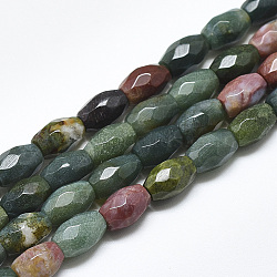 Natural Indian Agate Beads Strands, Faceted, Oval, 8.5~9x6mm, Hole: 1mm, about 22pcs/strand, 8.07 inch(X-G-S357-A03)