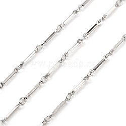 304 Stainless Steel Cuboid Link Chains, Soldered, with Spool, Stainless Steel Color, 12.5x1x1mm, Ring: 2mm, about 10m/roll(CHS-G025-09P)