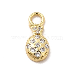 Rack Plating Brass Micro Pave Cubic Zirconia Charms, Cadmium Free & Lead Free, Long-Lasting Plated, Pineapple Charm, Real 18K Gold Plated, 15x7x3mm, Hole: 3mm(KK-P230-15G)