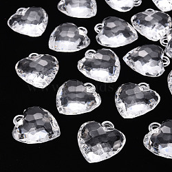 Transparent Acrylic Pendants, Faceted, Heart, Clear, 31.5x29x12.5mm, Hole: 4mm(X-TACR-T024-03B-205)