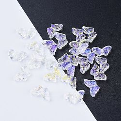 Electroplate Transparent Glass Beads, AB Color Plated, Butterfly, Clear AB, 14.5x8x3.5mm, Hole: 0.8mm(EGLA-L027-E-A01)