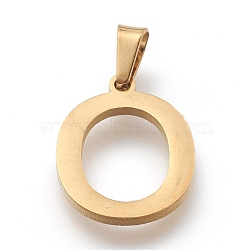 304 Stainless Steel Pendants, Greek Alphabet, Letter.O, 17x13x1mm, Hole: 3x6mm(STAS-F265-01O-G)