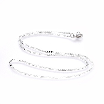 304 Stainless Steel Mariner Link Chain Necklaces, with 304 Stainless Steel Clasps, Stainless Steel Color, 17.6 inch(44.8cm), 1.7mm