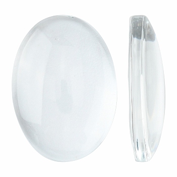 Transparent Oval Glass Cabochons, Clear, 18x13x4~5mm