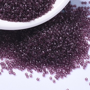 MIYUKI Delica Beads Small, Cylinder, Japanese Seed Beads, 15/0, (DBS1104) Transparent Mauve, 1.1x1.3mm, Hole: 0.7mm, about 35000pcs/bottle, 10g/bottle