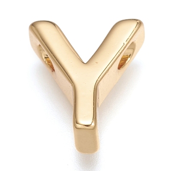 Brass Charms, Long-Lasting Plated, Letter, Letter.Y, Y: 8.5x7.5x3mm, Hole: 1.6mm