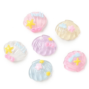 Resin Cabochons, Shell Shape, Mixed Color, 24.5~25.5x21.5~22x9~10.5mm