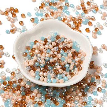 Glass Beads, Faceted, Rondelle, Light Salmon, 4x3mm, Hole: 0.4mm, about 820pcs/60g