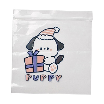 Rectangle Transparent Plastic Zip Lock Bags, Animal Shape Packaging Bags, Top Self Seal Pouches, Dog, 15.6x14.9cm, Unilateral Thickness: 0.085cm