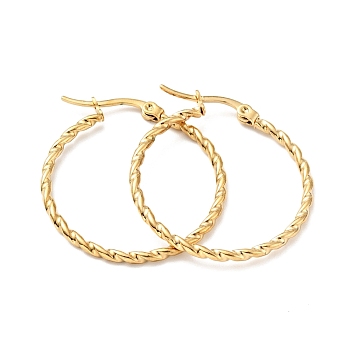 Vacuum Plating 201 Stainless Steel Twist Rope Hoop Earrings with 304 Stainless Steel Pins for Women, Golden, 29.5x2mm, Pin: 0.6mm