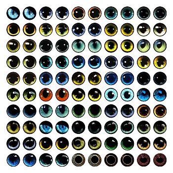 Craft Glass Doll Eyes, Stuffed Toy Eyes, Half Round, Mixed Color, 10mm, about 100pcs/bag