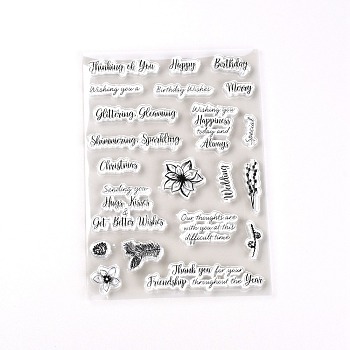 TPR Word Pattern Clear Stamps, for Card Making Decoration DIY Scrapbooking, Black, 15x10.5x0.3cm, 21 patterns/sheet