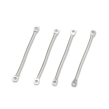 304 Stainless Steel Link Connectors, Rectangle, Stainless Steel Color, 25x2x1mm, Hole: 1.2mm