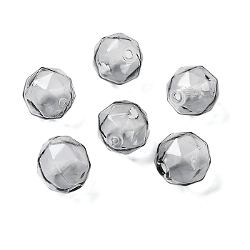 Transparent Glass Beads, Faceted, Round, Dark Gray, 14x13.5x14mm, Hole: 1.6mm