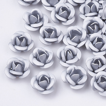 Aluminum Beads, Frosted, Long-Lasting Plated, 3-Petal Flower, WhiteSmoke, 6x4.5mm, Hole: 0.8mm