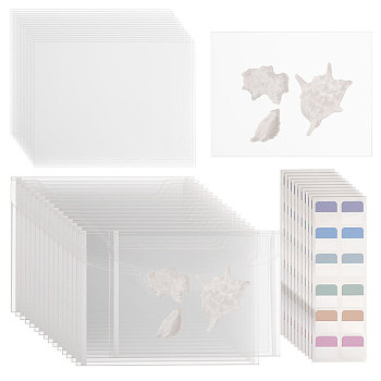 16Pcs PP Plastic Envelope, 1 Bag Morandi Color Paper Index Tabs, Label Stickers, 16Pcs PET Blank Drawing Painting Stencils, Rectangle, Mixed Color