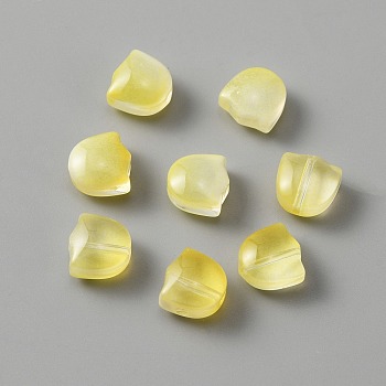 Handmade Lampwork Beads, Tulip, Lemon Chiffon, 9x9x5.5mm, Hole: 1mm