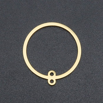 201 Stainless Steel Links, For Earring Making, Ring, Laser Cut, Real 18K Gold Plated, 21x20x1mm, Hole: 1.4mm