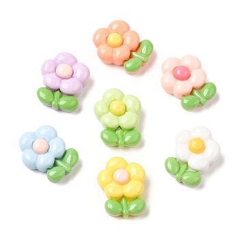Cartoon Opaque Reisn Cabochons, for Jewelry Making, Mixed Color, Flower, 15.5x12x6mm