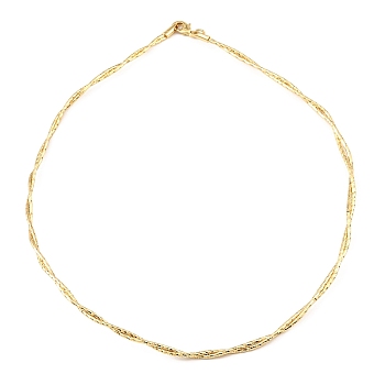 Brass Chain Necklaces, Twist Necklace, with Lobster Claw Clasp, Real 14K Gold Plated, 17-1/8 inch(43.5cm)