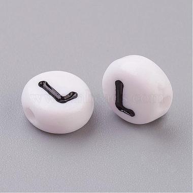 Plat rond avec perles acryliques lettre l(X-PL37C9070-L)-2